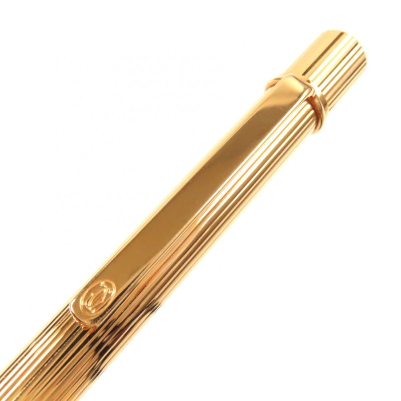 Cartier Must De Cartier Ballpoint Pen With Stripe Pattern Twist Gold Made In