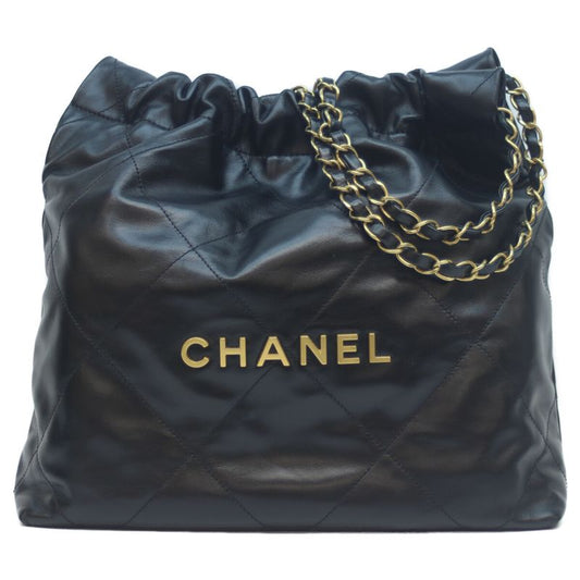 Chanel Black Ghardware Shiny Calf Chanel 22 Small Shoulder Bag Handbag Chain