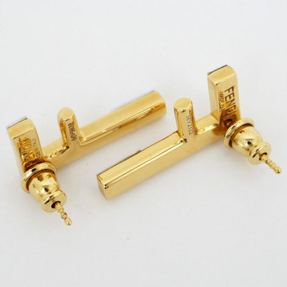 Fendi Earrings Fast Logo Brass Crystal 8ah713 Gold Women's Accessories