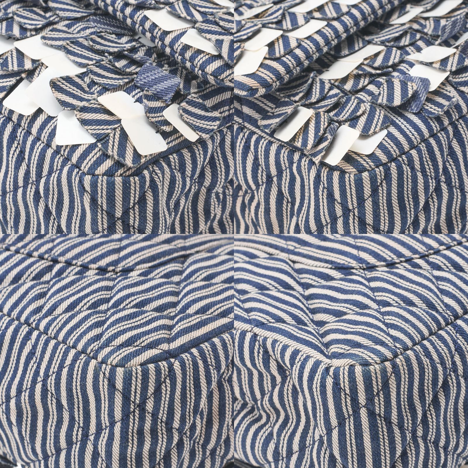 Chanel Shoulder Bag Matelasse Double Flap Stripe Chain Shoulder Cotton Navy And