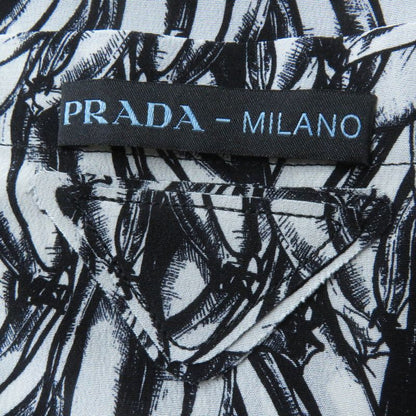 Prada 18AW P491c 100% Silk 100% Banana Allover Print Long Sleeve Shirt Black