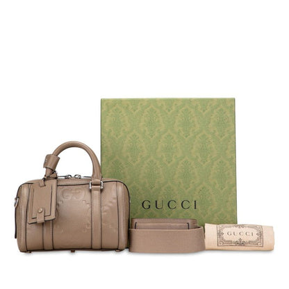 Gucci Jumbo GG Mini Duffle Handbag Shoulder Bag 2WAY 725292 Gray Leather Ladies