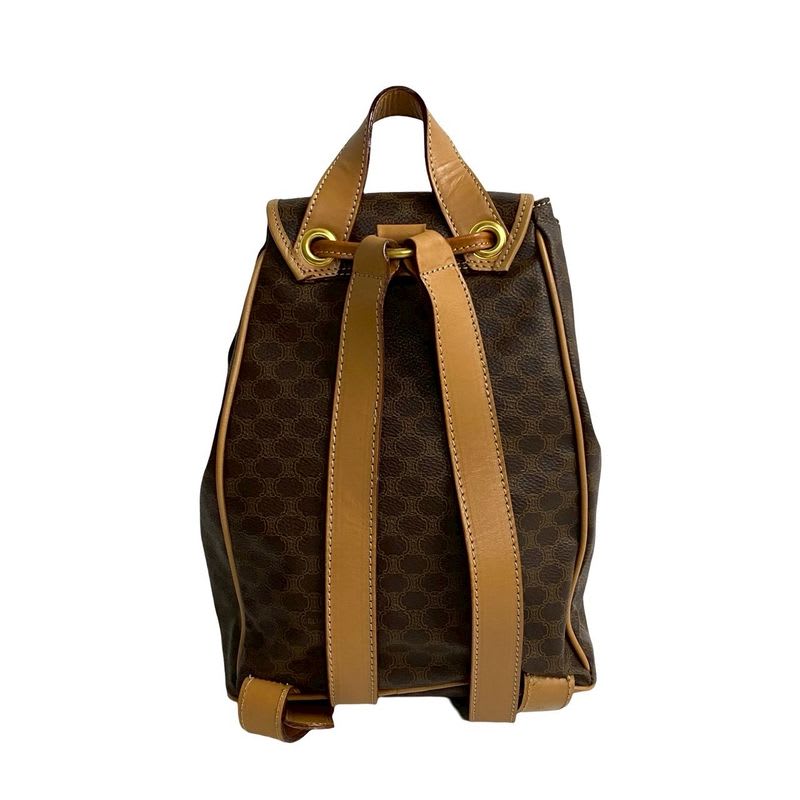 Celine Macadam Blason Triomphe Pattern Logo Ring Hardware Leather Backpack Sac