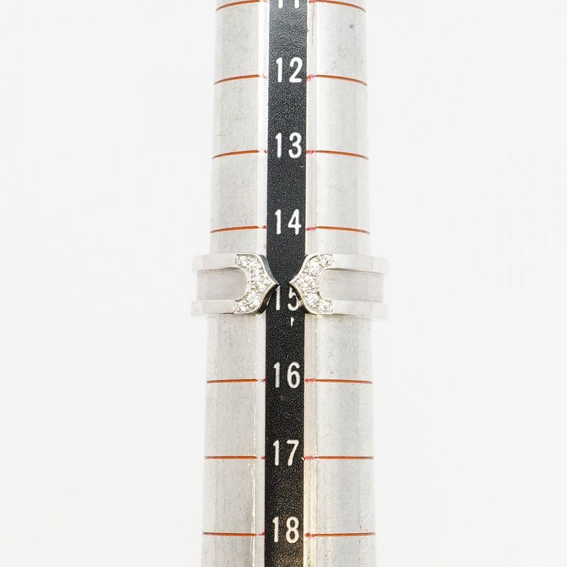 Cartier Ring C2 18K White Gold White Togo Old Diamond #55 Men Women Unisex