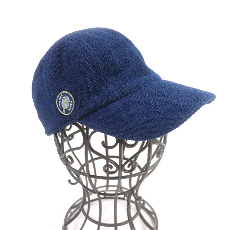 Hermes Davis 100% Cotton Funny Ice Cream Pile Cap With Logo Patch Navy S Made