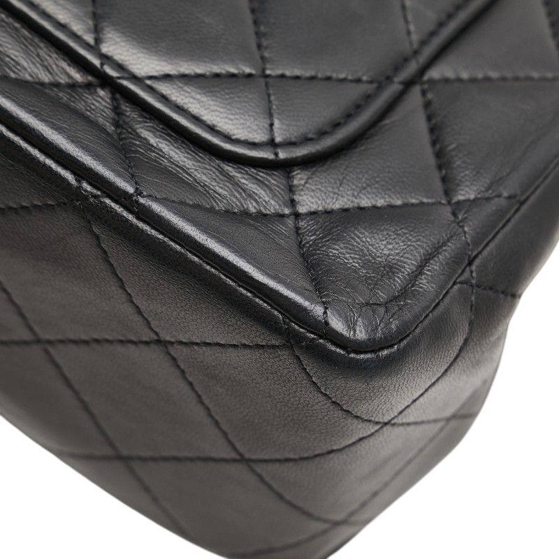 Chanel Matelasse Coco Mark Double Flap Black Gold Lambskin Women's Chanel