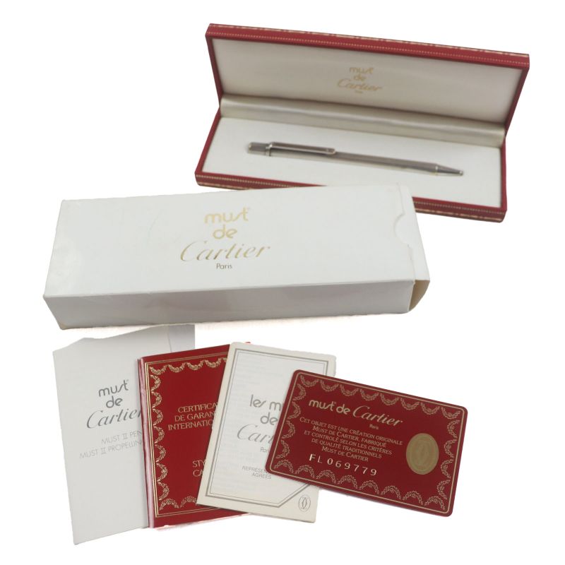  Cartier Must De Cartier Ballpoint Pen With Stripes Logo Engraved