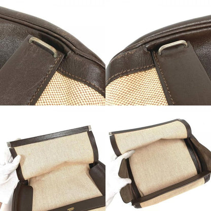 Hermes Clutch Bag Equi Leather / Canvas Beige