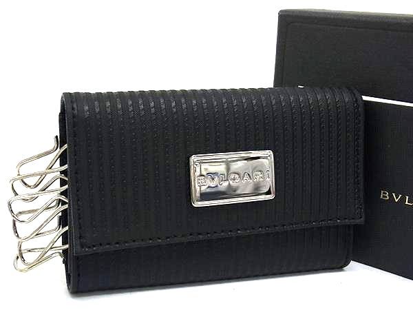 Bvlgari Mirelige PVC X Leather 6-ring Key Case Key Case Men's Women's Black