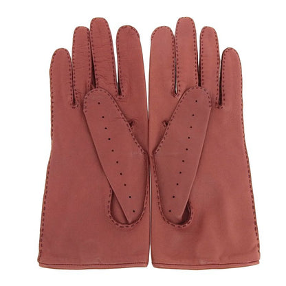 Hermes Lamb Leather Serie Button Perforated Driving Gloves Bordeaux 6.5 Made