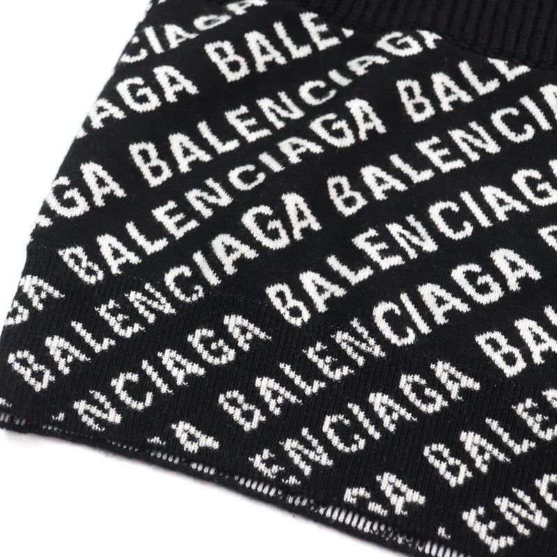 Balenciaga 20AW 641734 Oversized Half Zip Knit Sweater With Logo Pattern