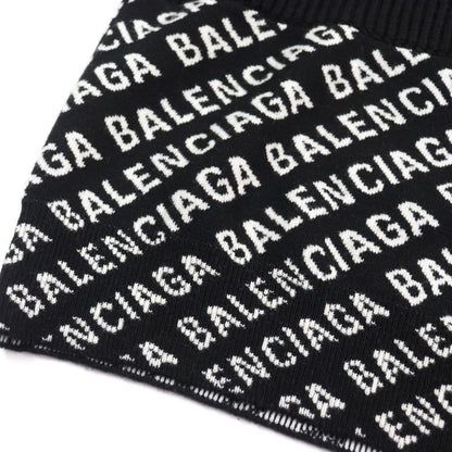 Balenciaga 20AW 641734 Oversized Half Zip Knit Sweater With Logo Pattern
