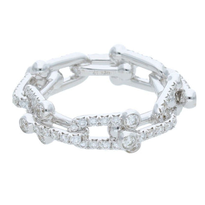 Tiffany & Co Hardwear Hardware Small Link 18K White Gold Pave Diamond Ring