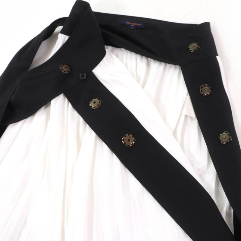 Louis Vuitton 2024 Silk Blend Ribbon Belt Design Pleated Wrap Long Skirt White