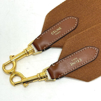 Celine Shoulder Strap Logo Canvas/leather Brown