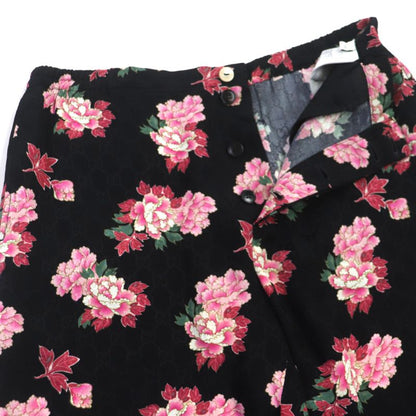 Gucci 624399 100% Silk GG Pattern Floral Shorts Black Pink 44 Made In Italy