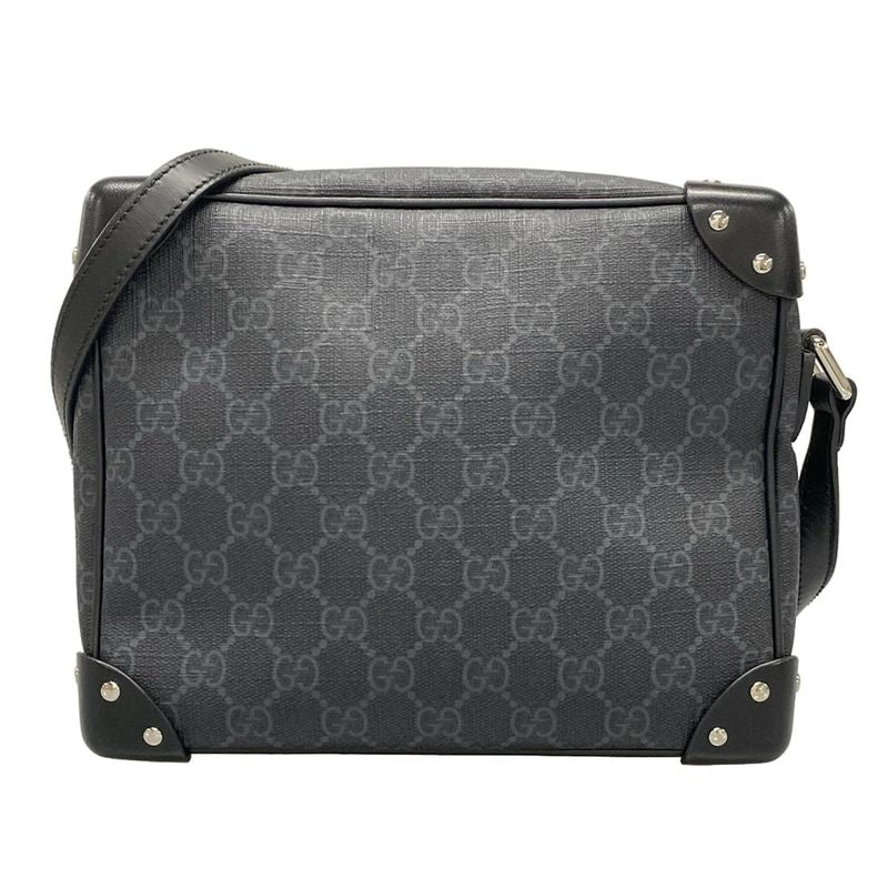 Gucci Shoulder Bag GG Plus GG Supreme 626363 Black And Dark Gray Leather