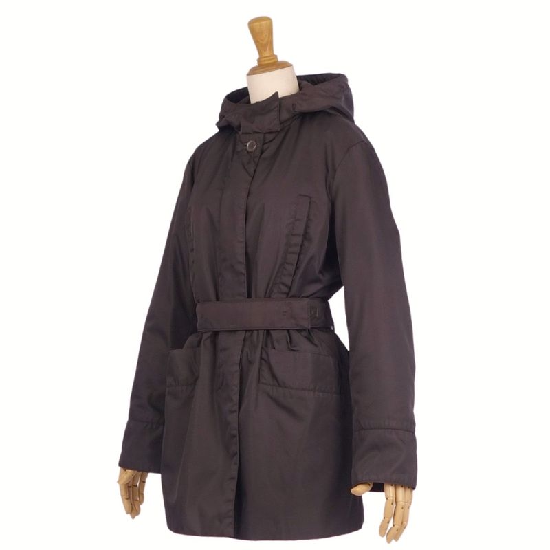 Prada Coat Hooded Cotton Nylon None Outerwear Rede