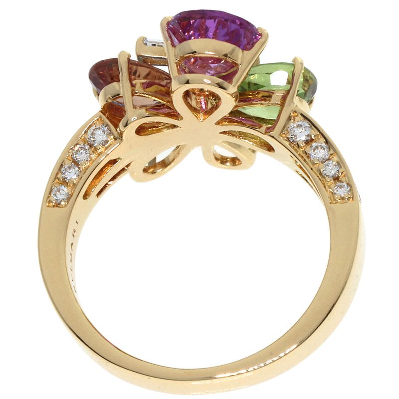 Bvlgari Bulgari Flower Contraire Multicolor Sapphire Diamond Ring And Ring 18K