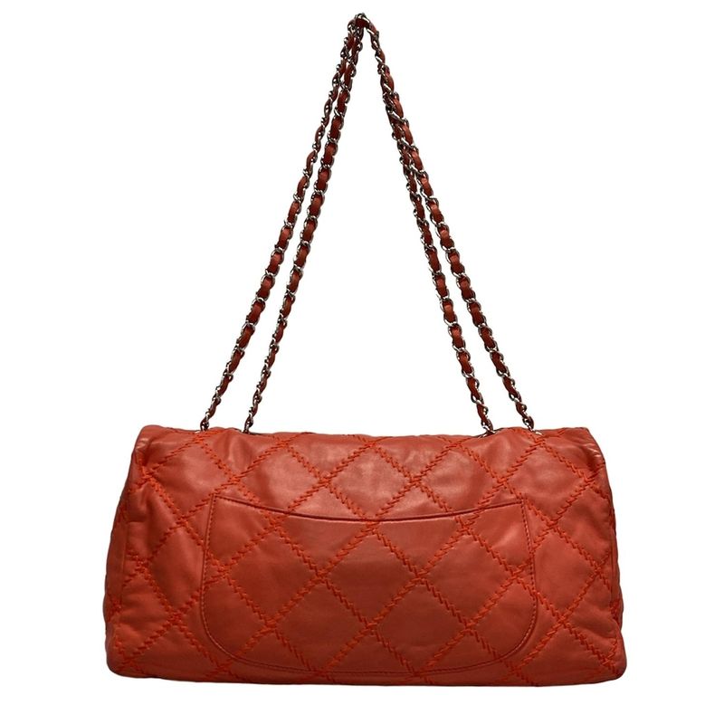 Chanel Shoulder Bag Ultra Stitch Orange Flap Bag / Silver Hardware / Chain