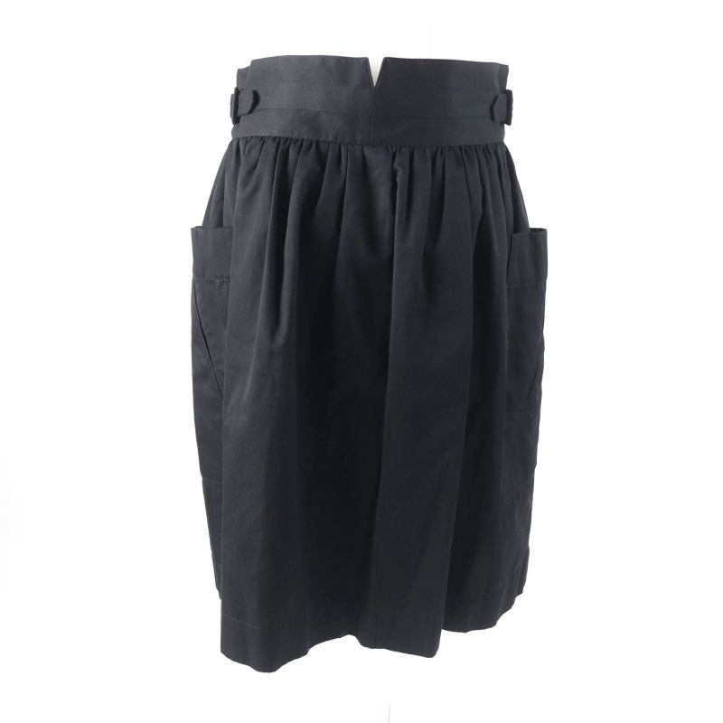 Hermes 22SS Leather With Buttons Waist Belt Design Knee Length Cotton Skirt