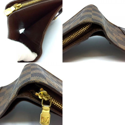 Louis Vuitton Compact Zip Fold Wallet Damier Ebène N61668 Brown Gold Hardware