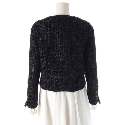 Chanel Cotton Blend Coco Button Collarless Jacket P73350v64896 Black 36