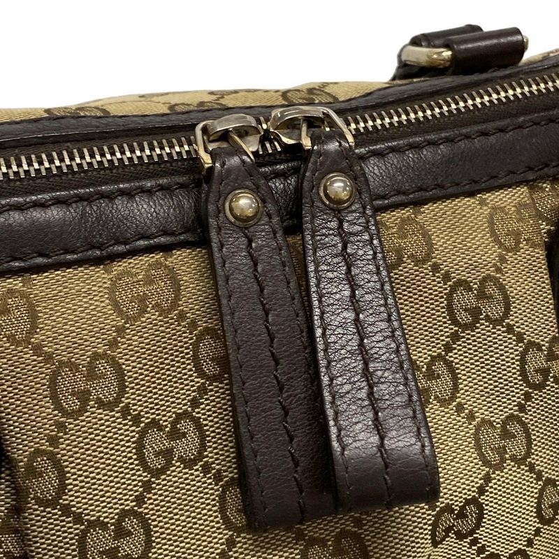 Gucci Handbag Sookie GG Pattern 247902 Dark Brown And Beige Leather