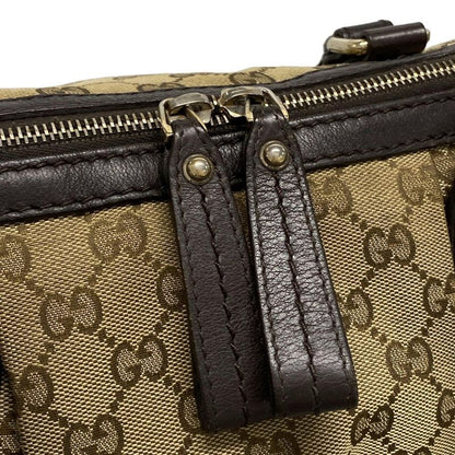 Gucci Handbag Sookie GG Pattern 247902 Dark Brown And Beige Leather