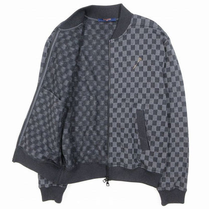 21aw Louis Vuitton Damier Jacquard Sweatshirt Bomber Jacket Blouson Zip Gray S