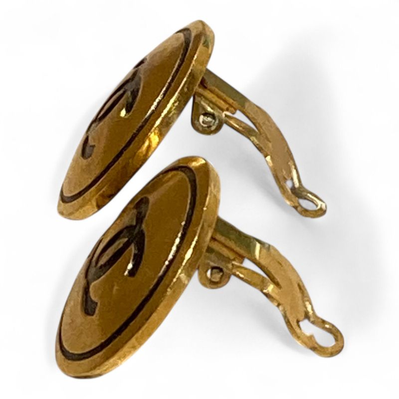 Chanel ⑤ Coco Mark Earring Ladies Gold FREE