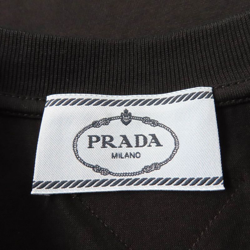 Prada 2020 35838 100% Cotton Triangle Patch Logo Print Short Sleeve T-shirt