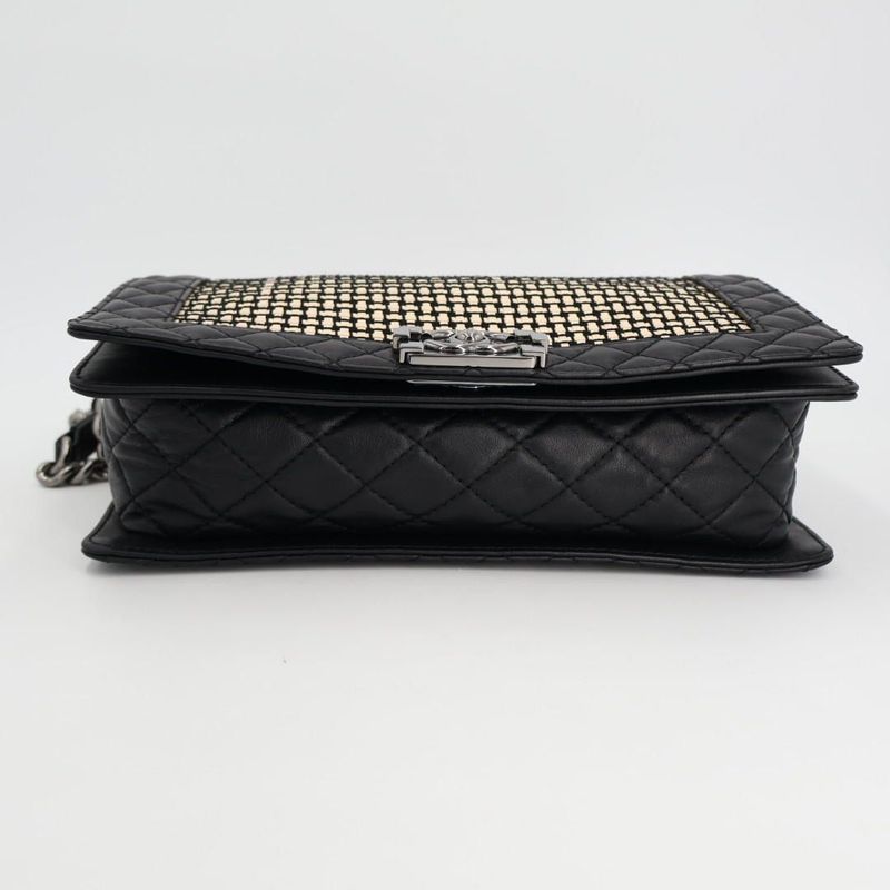 Chanel Boy Chanel Matelasse Chain Shoulder Bag Leather Lambskin Light Beige