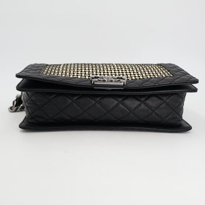 Chanel Boy Chanel Matelasse Chain Shoulder Bag Leather Lambskin Light Beige