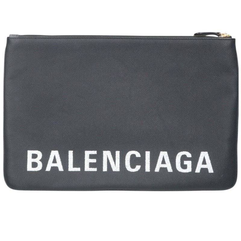 Balenciaga 529313 Logo Print Leather Clutch Bag Men's