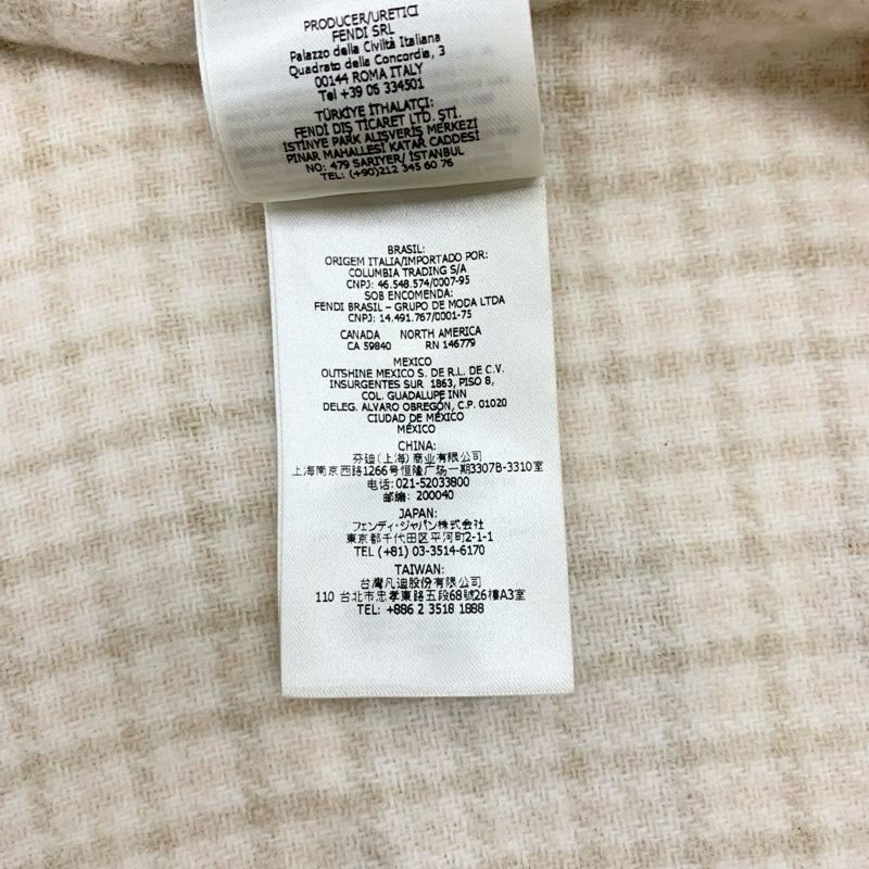 Fendi Outer Wool Beige Logo Check Reversible Hood Cape Poncho