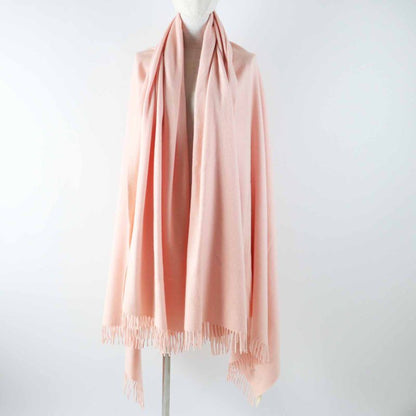 Hermes 100% Cashmere Extra Large Shawl With Logo Embroidery