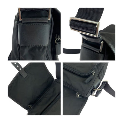 Prada Tessuto Triangle Logo Plate Black Silver Hardware Nylon Bt0173 Shoulder