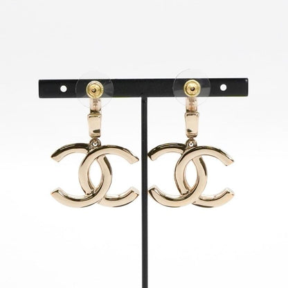 Chanel Earrings Earring Gold Black Coco Mark Hoop