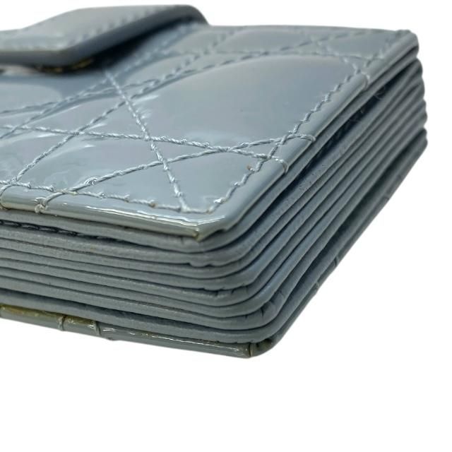 Christian DIOR Lady Dior Jasmine Card Case Cannage Card Holder Patent Calfskin