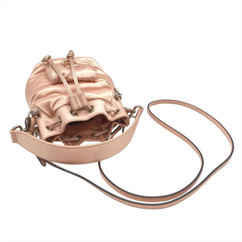 Fendi Montresor Mini Satin Shoulder Bag 2WAY Nylon Pink Silver Hardware Women