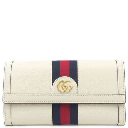 Gucci Long Wallet GG Continental Wallet Leather White Gold Hardware White