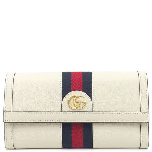 Gucci Long Wallet GG Continental Wallet Leather White Gold Hardware White