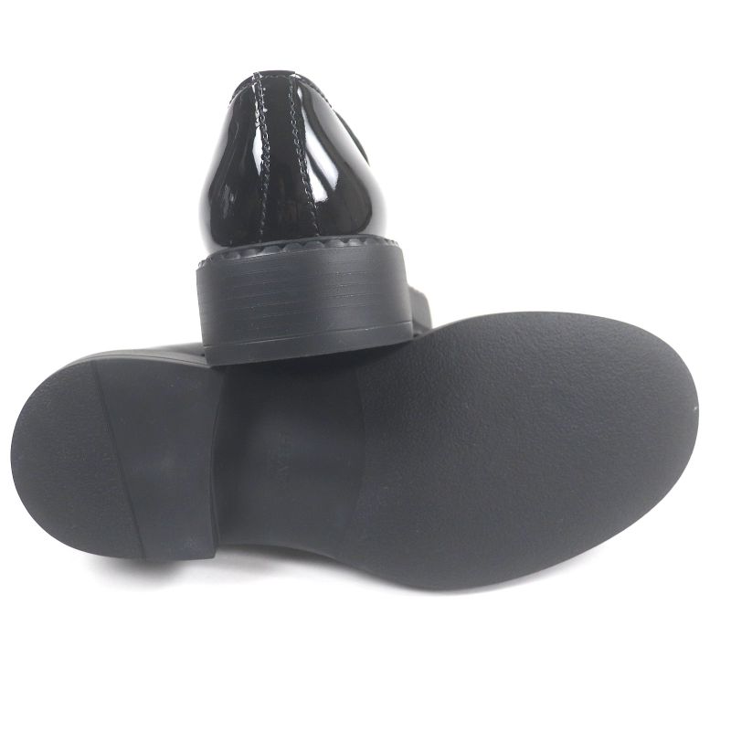 Prada Chocolate Patent Leather Triangle Logo Thick Soled Loafers Black 6.5 With