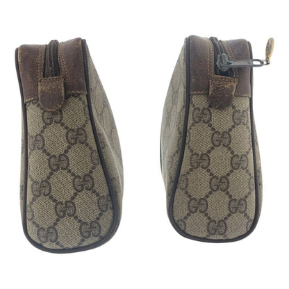 Gucci Vintage Sherry Line Old Gucci Beige GG Supreme Canvas/leather Clutch Bag