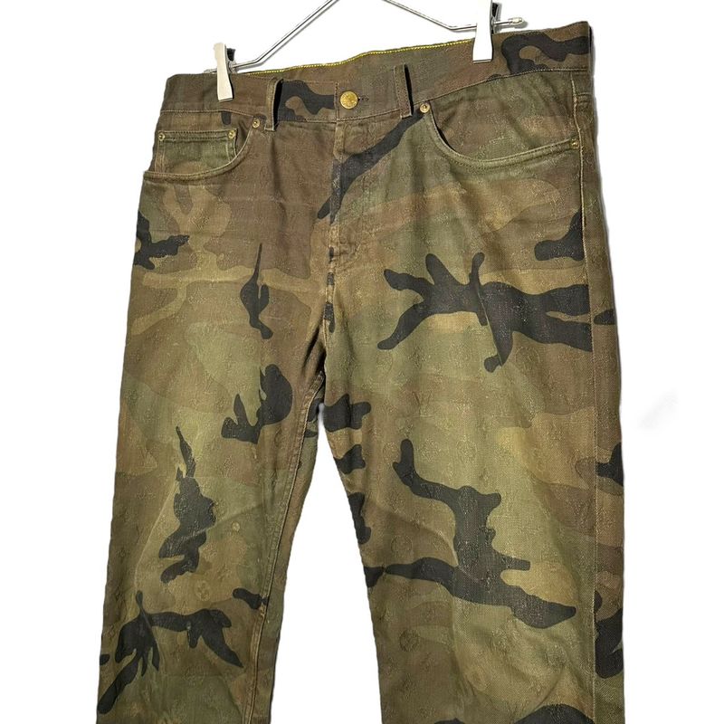 Supreme X Louis Vuitton 17aw Jacquard Denim 5-Pocket Jean Camo Pants Khaki