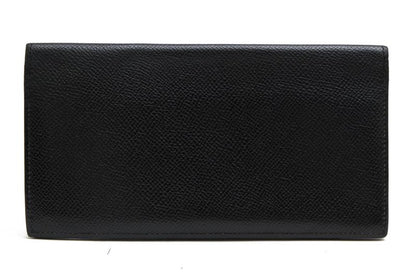 Hermes Long Wallet Men Leather Genuine Leather Black Mc2 Fleming No Change