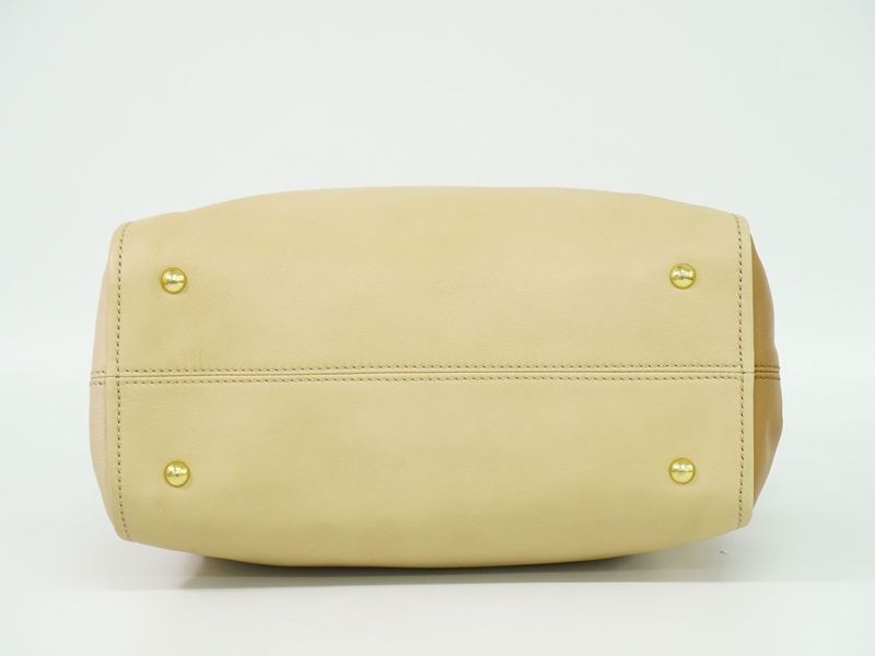 Authentic Fendi Chameleon 2WAY Shoulder Bag Handbag Pochette Leather Beige