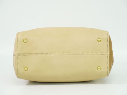 Authentic Fendi Chameleon 2WAY Shoulder Bag Handbag Pochette Leather Beige