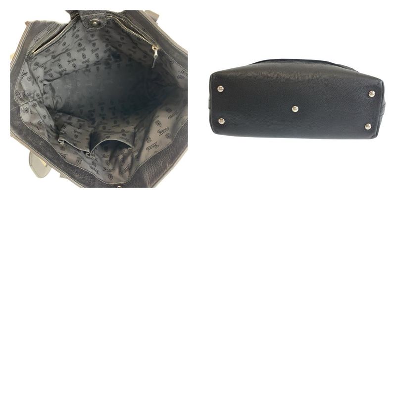 Gucci GG Neoprene Black Silver Hardware Leather /nylon 241104 Tote Bag Shoulder